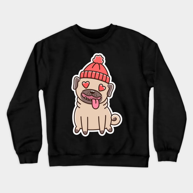 Pug Dog in Love. Crewneck Sweatshirt by Viaire